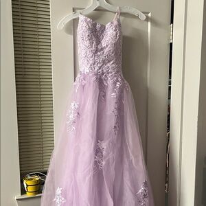 Women’s Elegant Lavender embroidered ball gown great for prom, wedding!